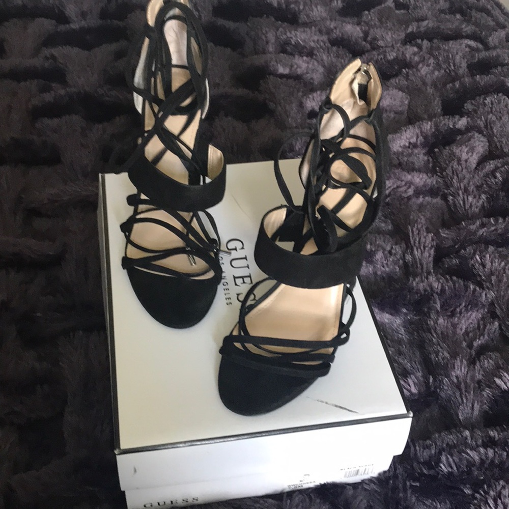 Black GUESS block heel